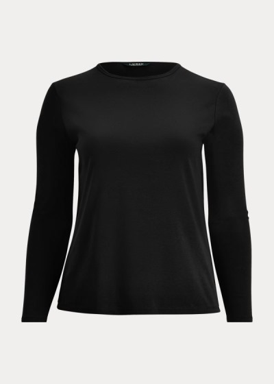 Playeras Ralph Lauren Mujer Negros - Stretch Long-Sleeve - STFYL8596